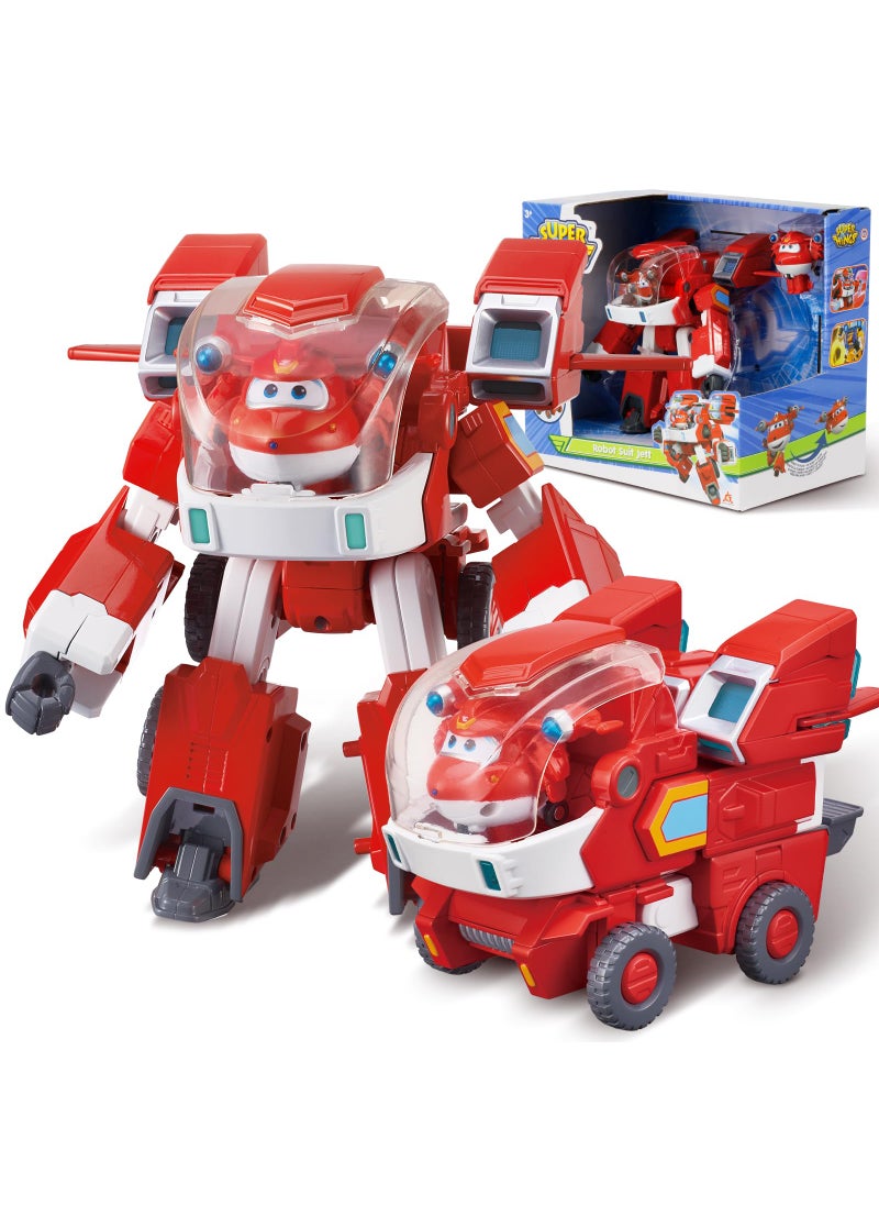 SUPER WINGS Super Wings Toys, 7 Inch Jett's Super Mecha Transforming Robot, Transforming from Toy Plane to Robot just 14 Steps, Action Figures Toy for Kids Ages 3 and Up, Gifts for Boys and Girls  - Image 1