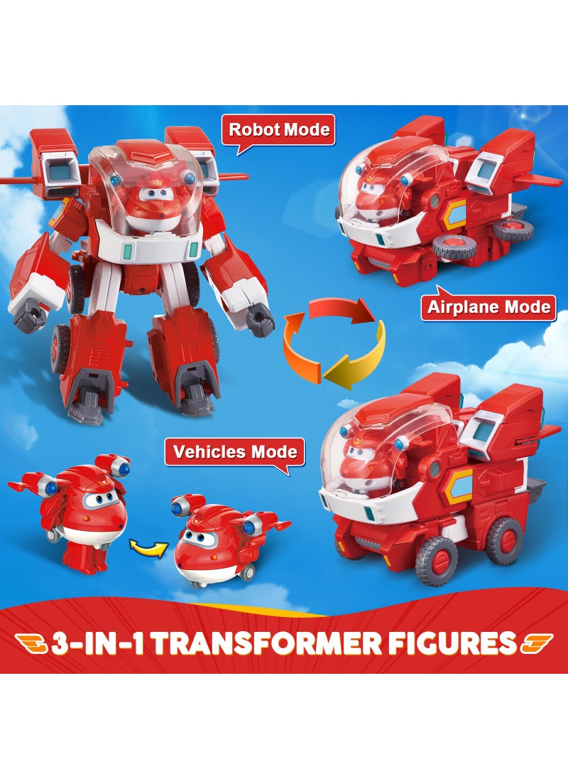 SUPER WINGS Super Wings Toys, 7 Inch Jett's Super Mecha Transforming Robot, Transforming from Toy Plane to Robot just 14 Steps, Action Figures Toy for Kids Ages 3 and Up, Gifts for Boys and Girls  - Image 2