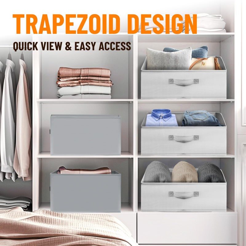 Criusia صناديق تنظيم خزانة Criusia 4 عبوات - منظم رف خزانة كبير بمقابض - قماش شبه منحرف لتنظيم المنزل وسلال تخزين لتنظيم الملابس، لعبة، بطانية، منشفة، قبعات - Image 4