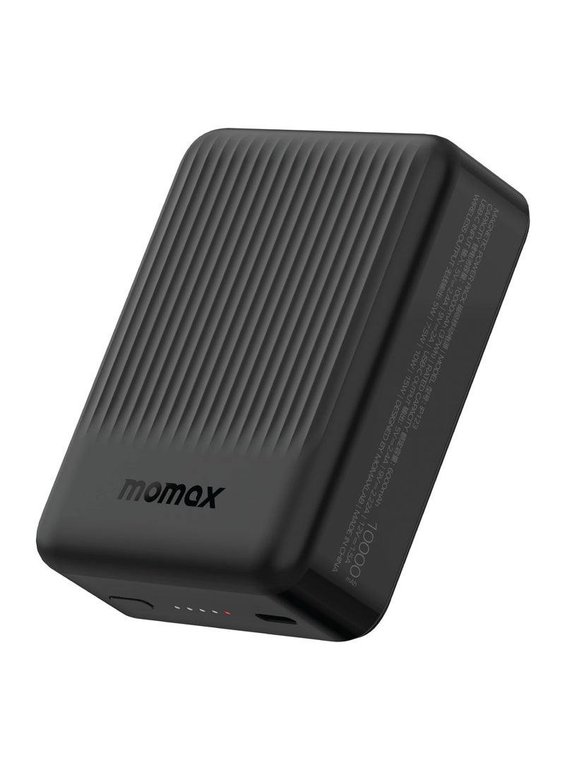 Momax Q.Mag Minimal 10000mAh MagSafe Power Bank PD Fast Charging and Wireless Charging 15W - Black - Image 1