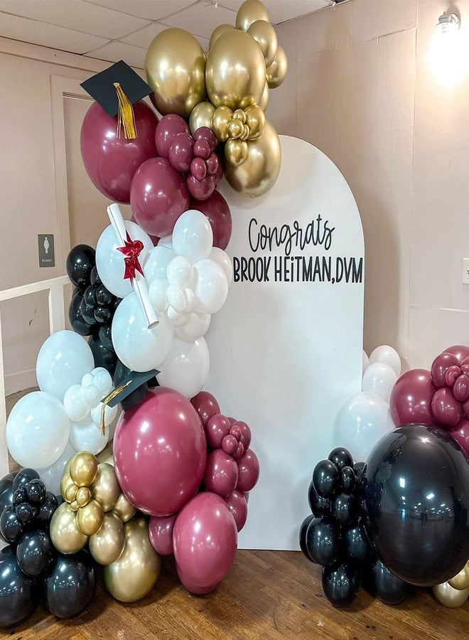 UAEYW 139Pcs Burgundy and Gold Balloon Arch Garland Kit for Graduation Party Decorations,Maroon Black Metallic Gold Confetti Balloons for Class of 2026 Congrats Grad Celebrations Birthday Supplies - Image 4