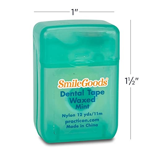 Practicon SmileGoods Mint Waxed 12 Yard Dental Tape, Shred Resistant Nylon Tape Floss, Mini Sample Size Floss for Giveaways, Travel, Kids, Adults, Patients, Bulk 72 Pack - Image 2
