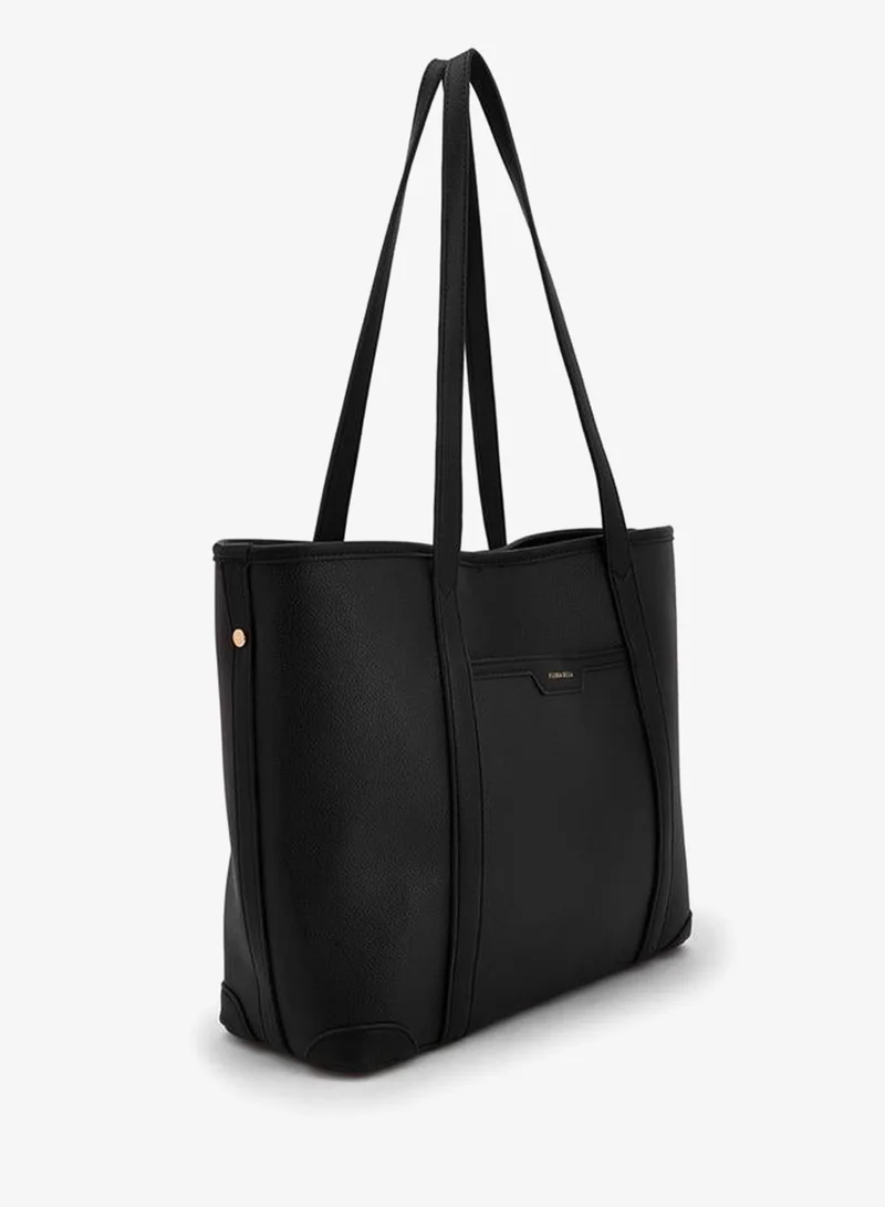 Flora Bella By Shoexpress BLACK Textured Tote Bag With Handles for Women | Best Price UAE