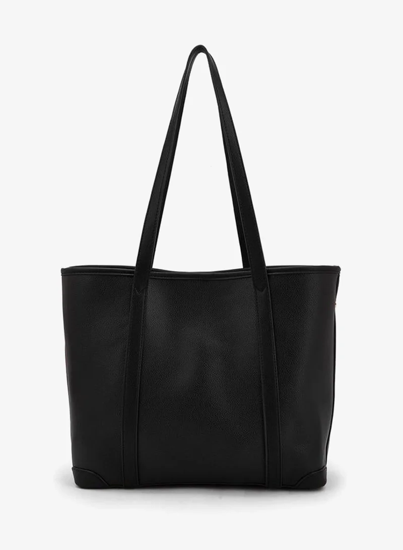 Flora Bella By Shoexpress BLACK Textured Tote Bag With Handles for Women | Best Price UAE