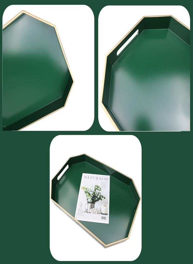 Omuriko Green Decorative Tray with Handles, Versatile Serving Tray for Coffee Table, Ottoman, Ideal for Serving, Displaying, Organizing, 15.7"*10.2"*1.57" - Image 4