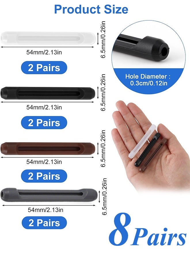 8 Pairs Glasses Ear Cushion Eyeglasses Temple Tips Sleeve Retainer Anti-Slip Spectacle Arm Grips Soft Silicone Elastic Comfort for Eyeglasses Sunglasses Reading Glasses Accessories Black White Grey Brown - Image 2