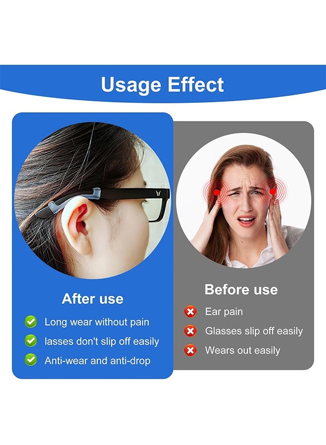 8 Pairs Glasses Ear Cushion Eyeglasses Temple Tips Sleeve Retainer Anti-Slip Spectacle Arm Grips Soft Silicone Elastic Comfort for Eyeglasses Sunglasses Reading Glasses Accessories Black White Grey Brown - Image 4