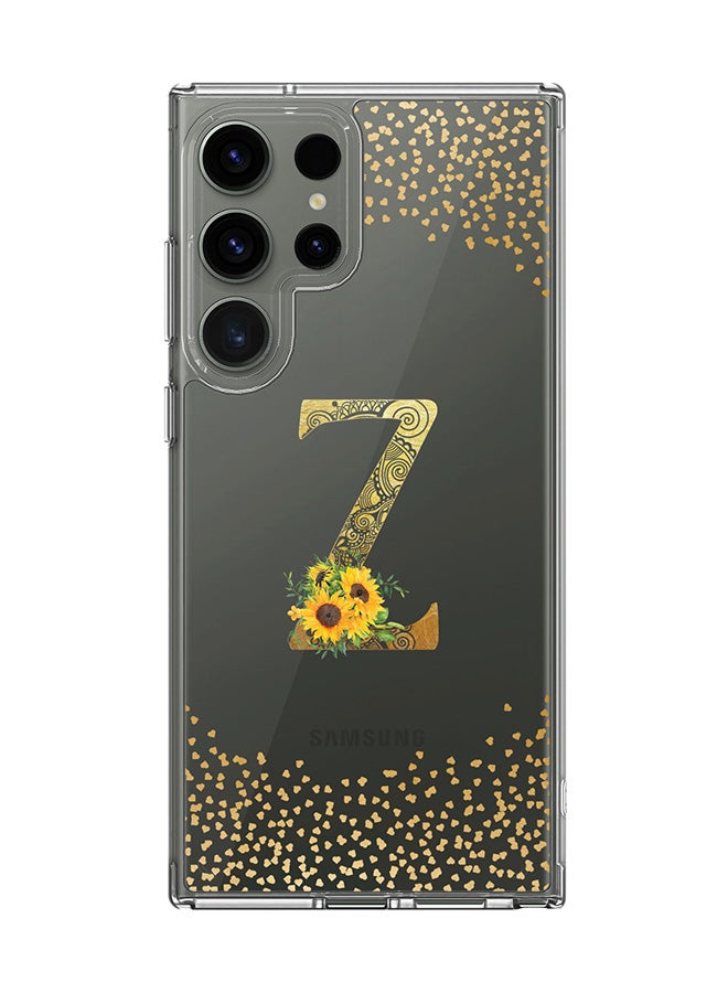 Stylizedd Classic Clear Case for Samsung Galaxy S25 Ultra , Hybrid Soft Transparent Cover Custom Monogram Initial Letter Floral Pattern Alphabet - Z (Clear) - Image 1