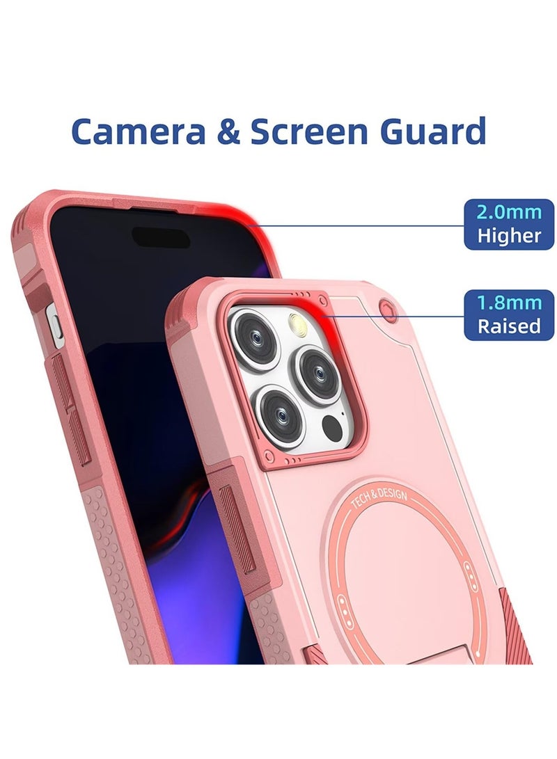 SOKAD Magnetic for iPhone 16 Pro Max Case with Stand. [Compatible with MagSafe] Built-in Kickstand, Rugged Protection Heavy Duty Shockproof Case (Pink) - Image 5