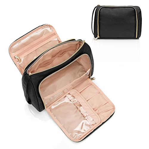 CUBETASTIC Travel Makeup Bag - Large Makeup Pouch Waterproof & Portable Cosmetic Organizer Bag PU Leather Zipper Pouches for Women and Girls - Image 1