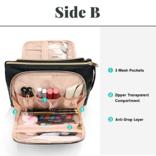 CUBETASTIC Travel Makeup Bag - Large Makeup Pouch Waterproof & Portable Cosmetic Organizer Bag PU Leather Zipper Pouches for Women and Girls - Image 3