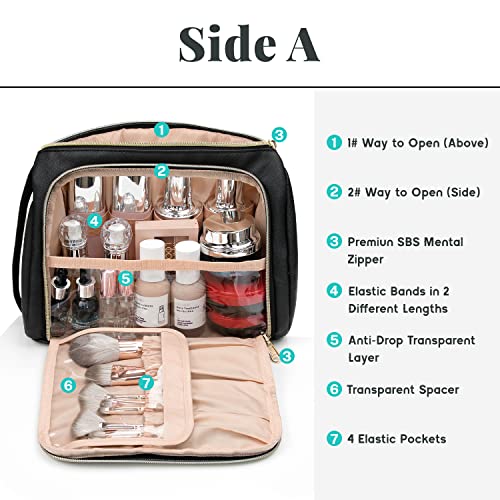 CUBETASTIC Travel Makeup Bag - Large Makeup Pouch Waterproof & Portable Cosmetic Organizer Bag PU Leather Zipper Pouches for Women and Girls - Image 2