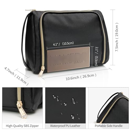 CUBETASTIC Travel Makeup Bag - Large Makeup Pouch Waterproof & Portable Cosmetic Organizer Bag PU Leather Zipper Pouches for Women and Girls - Image 5