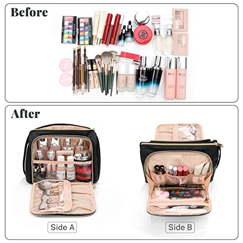 CUBETASTIC Travel Makeup Bag - Large Makeup Pouch Waterproof & Portable Cosmetic Organizer Bag PU Leather Zipper Pouches for Women and Girls - Image 4