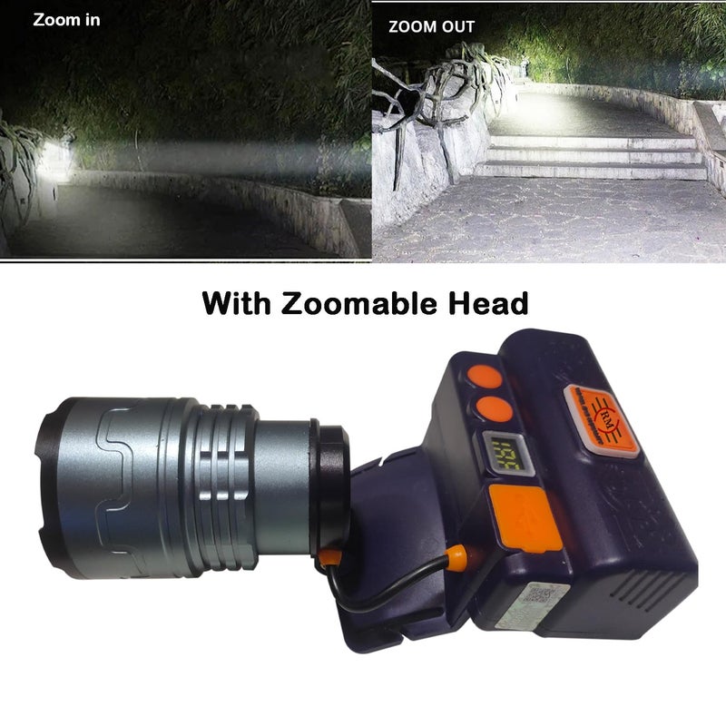 RENMAX RENMAX High Bright Head Mount Torch Zoom Waterproof Rechargeable Adjustable Handsfree IR Sensor LED Blinker 1000m Range Metal Spotlight for Cycling Camping Caving Hiking Hunting Trekking 1Pc - Image 5