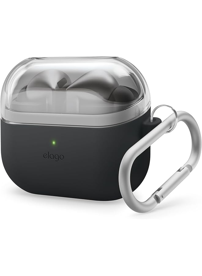 Elago Duo Hang For Samsung Galaxy Buds3 Case And Galaxy Buds 3 Pro Case Cover With Carabiner Clear Black - Image 1