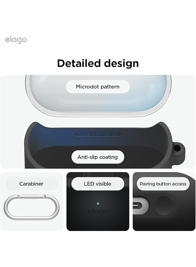 Elago Duo Hang For Samsung Galaxy Buds3 Case And Galaxy Buds 3 Pro Case Cover With Carabiner Clear Black - Image 5