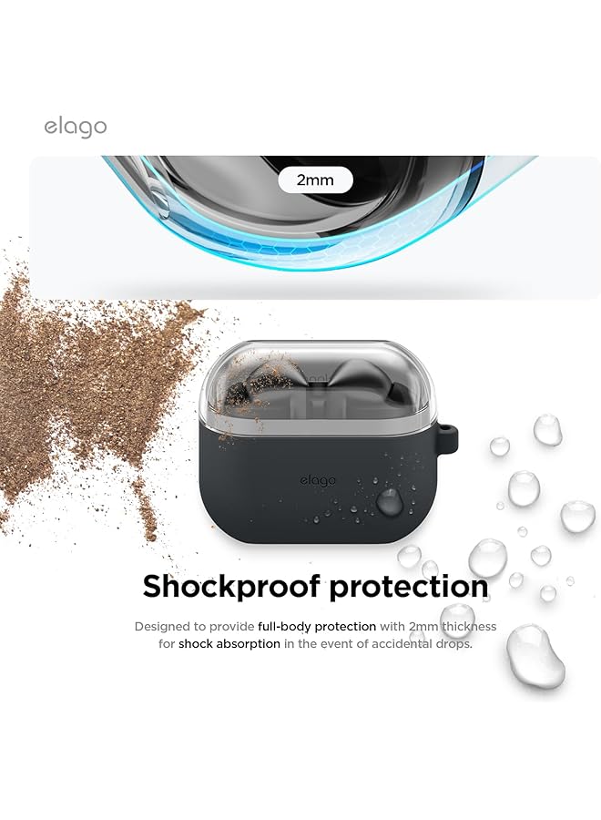 Elago Duo Hang For Samsung Galaxy Buds3 Case And Galaxy Buds 3 Pro Case Cover With Carabiner Clear Black - Image 4