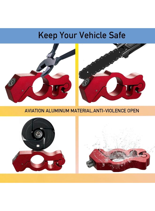 Motorcycle Locks Theft: Heavy Duty Handlebar Throttle Grip Brake Lever Security Motorcycle Lock,Alarm Accessories Universal (Color : Red) - Image 2