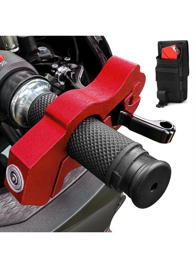 Motorcycle Locks Theft: Heavy Duty Handlebar Throttle Grip Brake Lever Security Motorcycle Lock,Alarm Accessories Universal (Color : Red) - Image 1