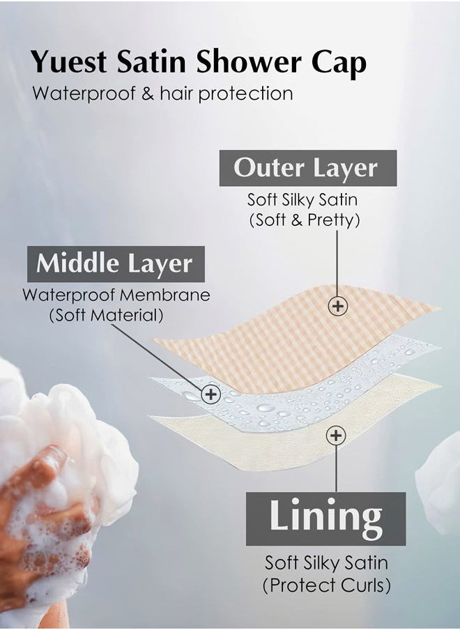 Yuest - Shower Cap Silk Satin Lined Super Large for Long Curly Hair Women Adjustable - Image 1