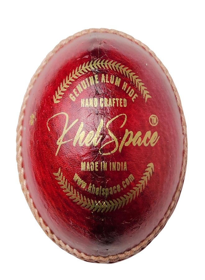 KHELSPACE KS-20 4 Piece Leather Cricket Ball Red | Hand-Stitched Professional Grade | Durable for Test, ODI, T20 & Practice Matches | Swing & Seam Optimized | Premium Shine|Pack of 1 Cricket Ball - Image 1