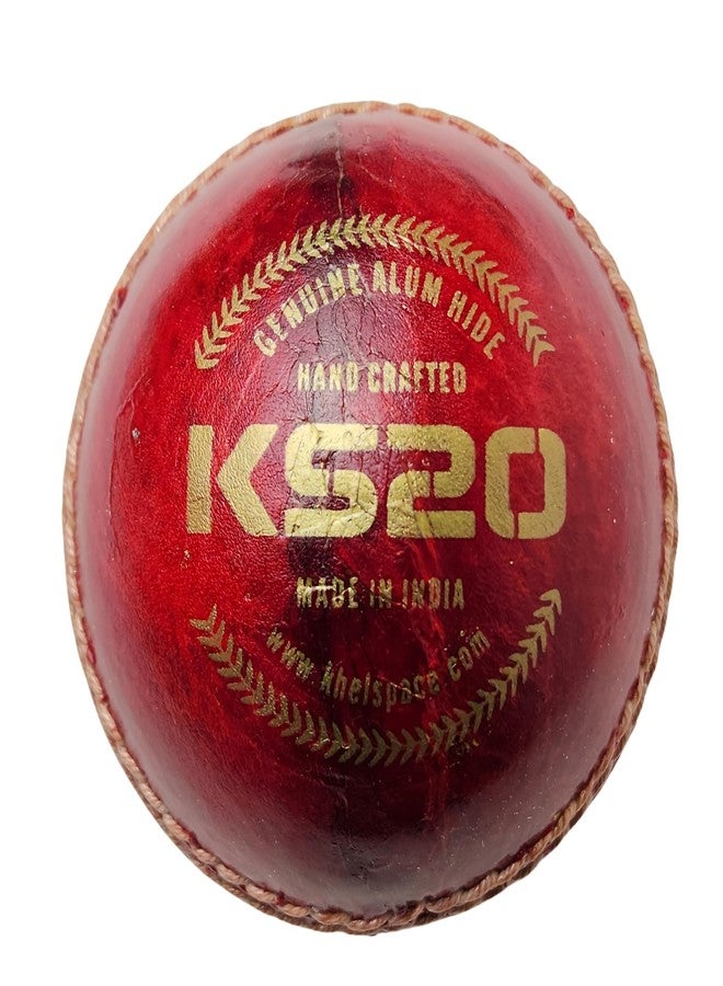 KHELSPACE KS-20 4 Piece Leather Cricket Ball Red | Hand-Stitched Professional Grade | Durable for Test, ODI, T20 & Practice Matches | Swing & Seam Optimized | Premium Shine|Pack of 1 Cricket Ball - Image 2
