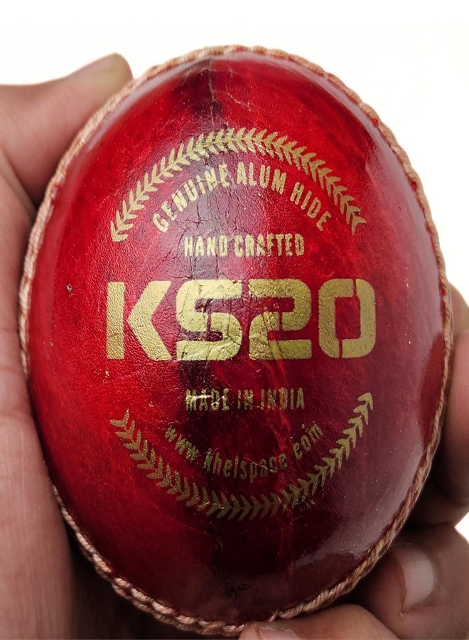KHELSPACE KS-20 4 Piece Leather Cricket Ball Red | Hand-Stitched Professional Grade | Durable for Test, ODI, T20 & Practice Matches | Swing & Seam Optimized | Premium Shine|Pack of 1 Cricket Ball - Image 4