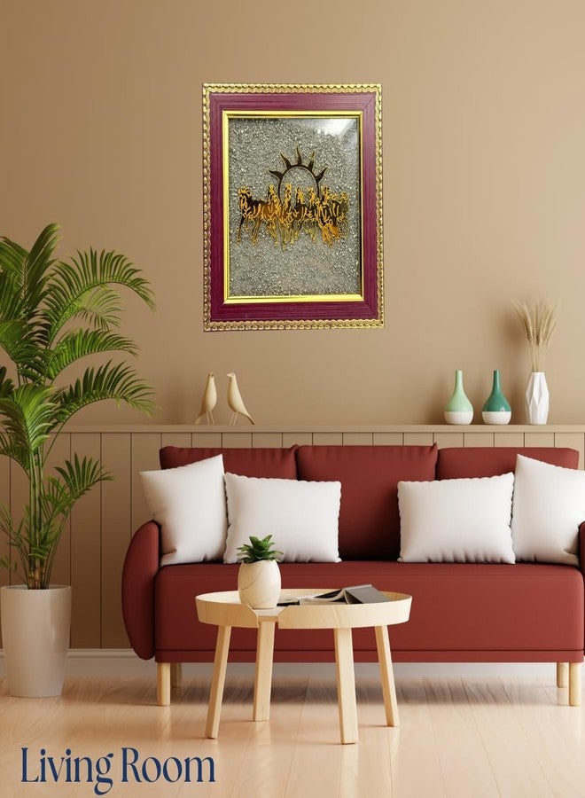 Rudratva 7 Horses on Raw Pyrite Frame | Seven Horses Wall Decor Pyrite Stone Frame for Success, Fame & Prosperity | Vastu Item for Money Attraction | Wall Hanging & Home Decor | Ideal Gift | 19x19x1 cm | 1 Piece - Image 4
