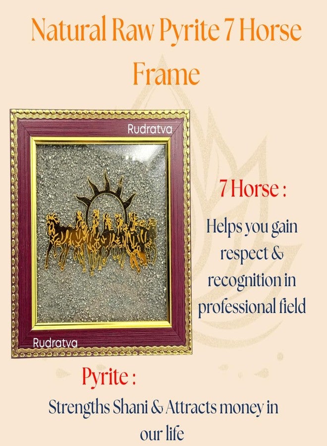 Rudratva 7 Horses on Raw Pyrite Frame | Seven Horses Wall Decor Pyrite Stone Frame for Success, Fame & Prosperity | Vastu Item for Money Attraction | Wall Hanging & Home Decor | Ideal Gift | 19x19x1 cm | 1 Piece - Image 2