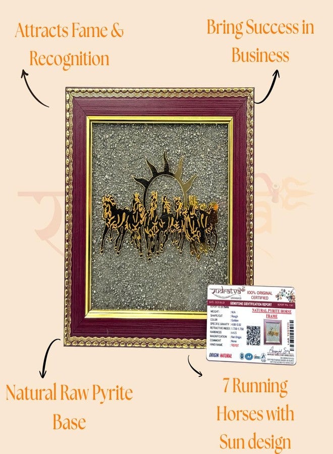 Rudratva 7 Horses on Raw Pyrite Frame | Seven Horses Wall Decor Pyrite Stone Frame for Success, Fame & Prosperity | Vastu Item for Money Attraction | Wall Hanging & Home Decor | Ideal Gift | 19x19x1 cm | 1 Piece - Image 3
