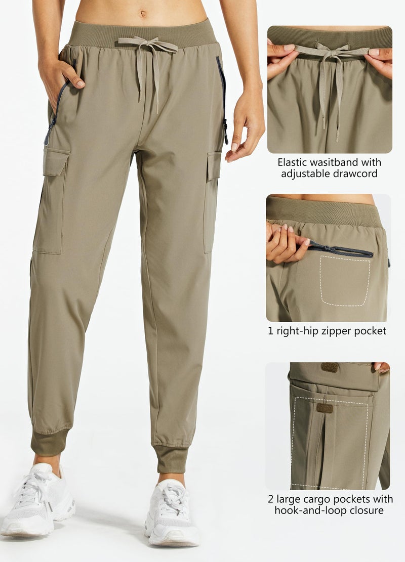 Libin Women's Cargo Joggers Lightweight Quick Dry Hiking Pants Athletic Lounge Casual Travel, Khaki L - Image 4
