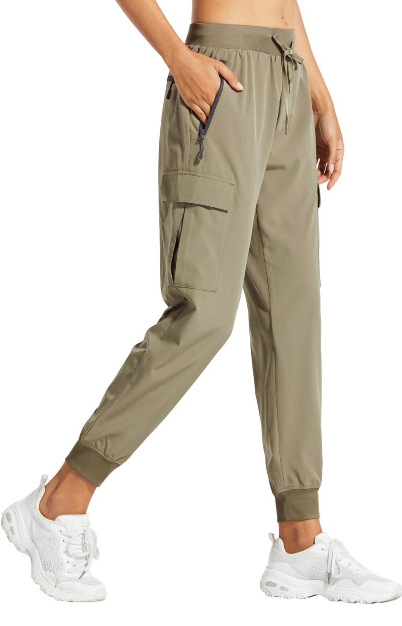 Libin Women's Cargo Joggers Lightweight Quick Dry Hiking Pants Athletic Lounge Casual Travel, Khaki L - Image 1