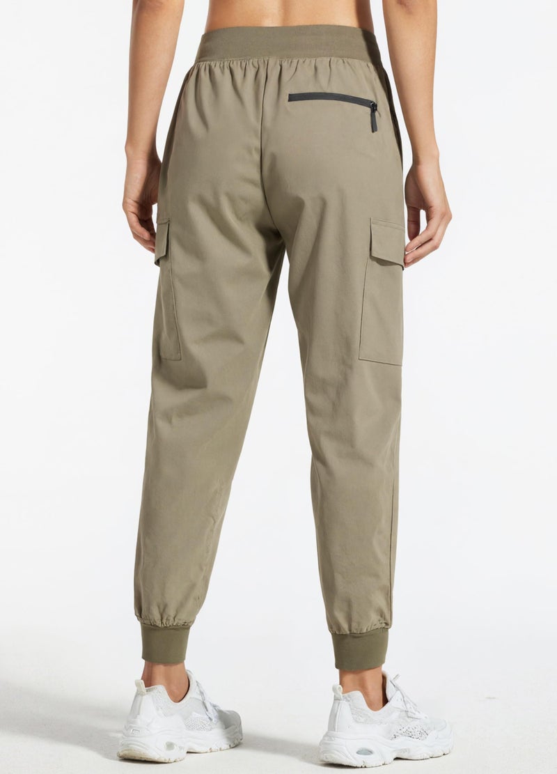 Libin Women's Cargo Joggers Lightweight Quick Dry Hiking Pants Athletic Lounge Casual Travel, Khaki L - Image 3