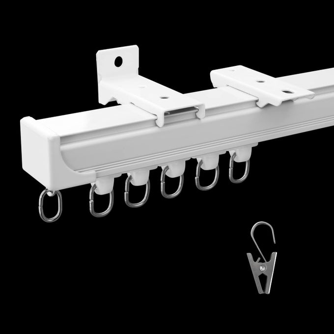 Ceiling Curtain Track HeavyDuty Curtains Rails Room Divider Shower RV Tracks Sliding Curtain Rods With Clips White 15ft