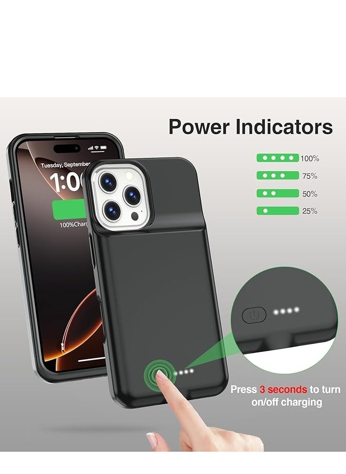 ELTRAZONE Battery Case for iPhone 16 Pro, 15W Fast Charging Case Charger 8500mAh Ultra-Slim Lightweight Powerful Battery Pack Rechargeable Anti-Fall TPU Juice Box for iPhone 16 Pro Charging Case (6.3") Black  - Image 4
