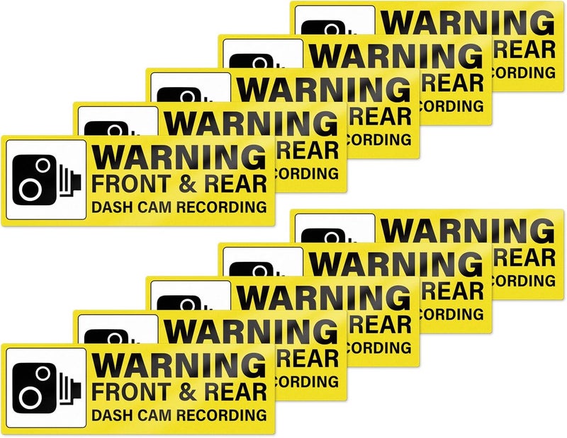 YIKIADA 10 Pack Dash Cam Recording Warning Stickers - Image 1