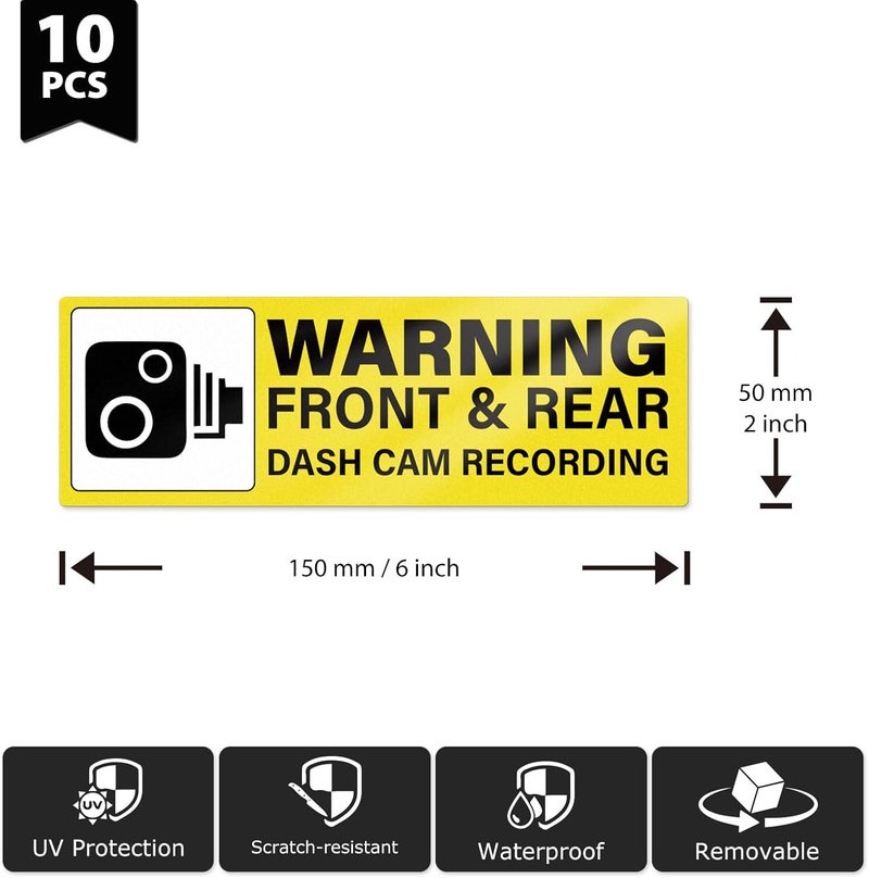 YIKIADA 10 Pack Dash Cam Recording Warning Stickers - Image 2