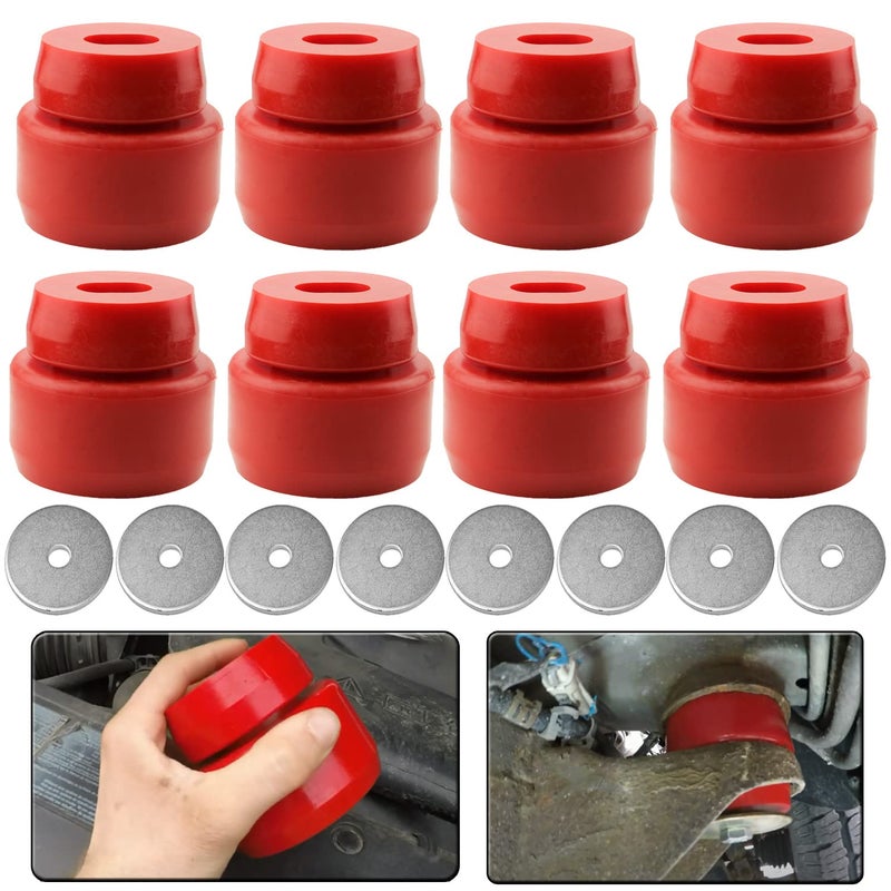 Body Mount Bushing Kit Fits for 19992014 Chevy Silverado Sierra 15002500 2WD4WD Polyurethane Body Cab Mounts Replace 7141 Red 24PCS