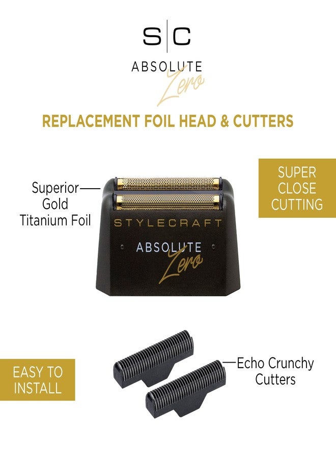 StyleCraft Replacement Gold Titanium Foil Head with two Echo Cutters for Absolute Zero Mens Shaver - Image 2