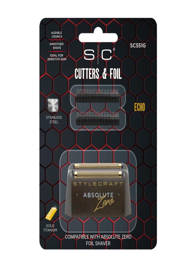 StyleCraft Replacement Gold Titanium Foil Head with two Echo Cutters for Absolute Zero Mens Shaver - Image 5