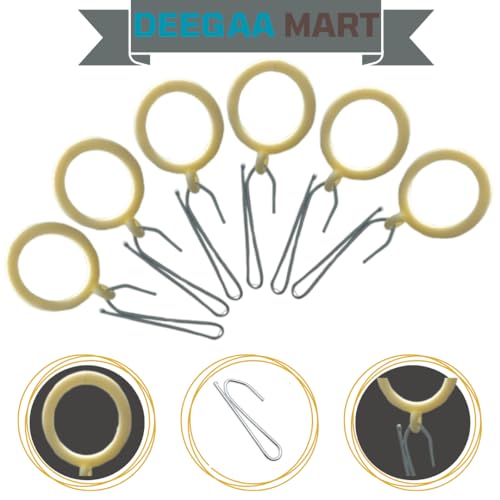 DEEGAA MART DEEGAAMART 24-Pack Curtain Rings with Eyelets, 1.25-Inch Inner Diameter, Heavy Duty Rustproof Metal Drapery Rings with Pinch Pleat Hooks,Metal Drapery Pin Hooks Fits Up to 1-Inch Rods - Image 5