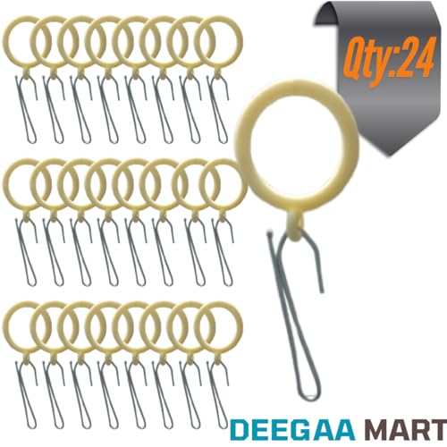 DEEGAA MART DEEGAAMART 24-Pack Curtain Rings with Eyelets, 1.25-Inch Inner Diameter, Heavy Duty Rustproof Metal Drapery Rings with Pinch Pleat Hooks,Metal Drapery Pin Hooks Fits Up to 1-Inch Rods - Image 3