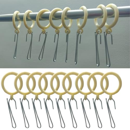 DEEGAA MART DEEGAAMART 24-Pack Curtain Rings with Eyelets, 1.25-Inch Inner Diameter, Heavy Duty Rustproof Metal Drapery Rings with Pinch Pleat Hooks,Metal Drapery Pin Hooks Fits Up to 1-Inch Rods - Image 1