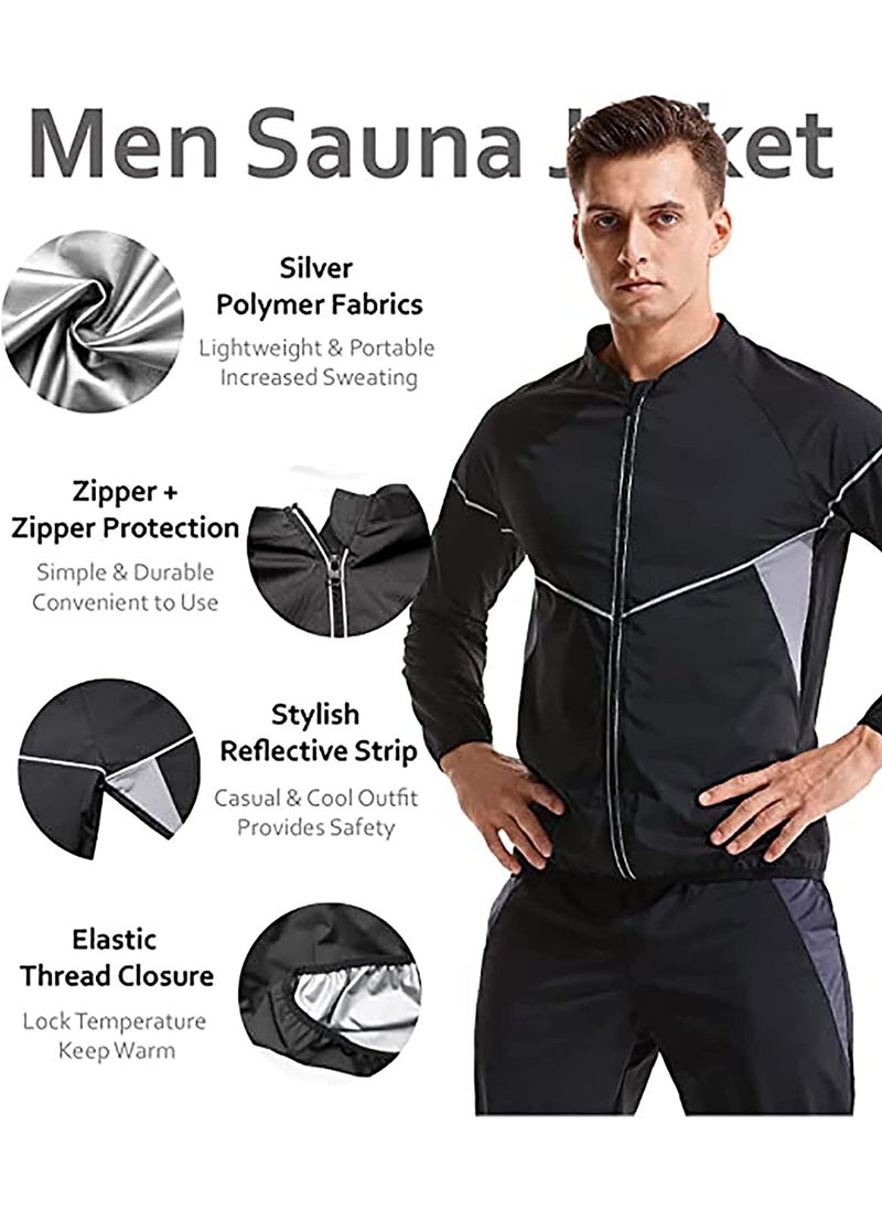 SYOSI - Sauna Suit for Men Sweat Sauna Jacket Long Sleeve Workout Zipper Sweat Top Gym Fitness Sauna Shirt(Size L) - Image 1