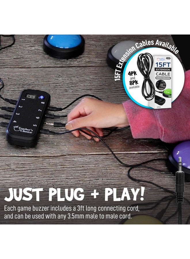 Teacher's Choice Light Up Game Buzzer System, Displays The Winning Player Loud, Unique Sounds for Each Buzzer, Great for Trivia Games, Family Feud, Jeopardy (8 Pack) - Image 5
