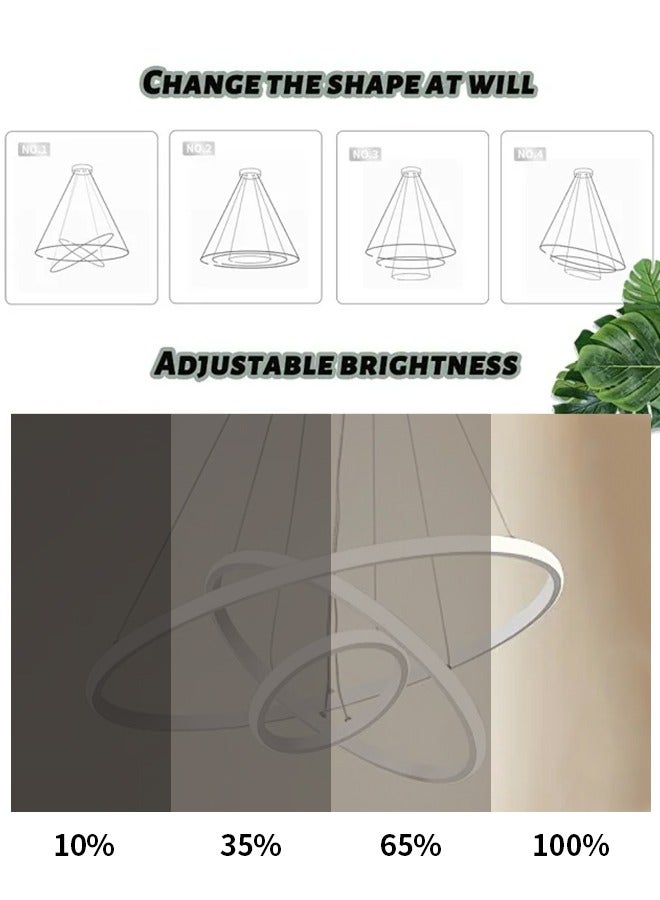 أبيكس ثريات LED حديثة ذكية، 3 حلقات LED قلادة ضوء لاعبا أساسيا عكس الضوء LED دائري معاصر مع تطبيق BT اللاسلكي الذكي للتحكم عن بعد 3 ألوان في - Image 5