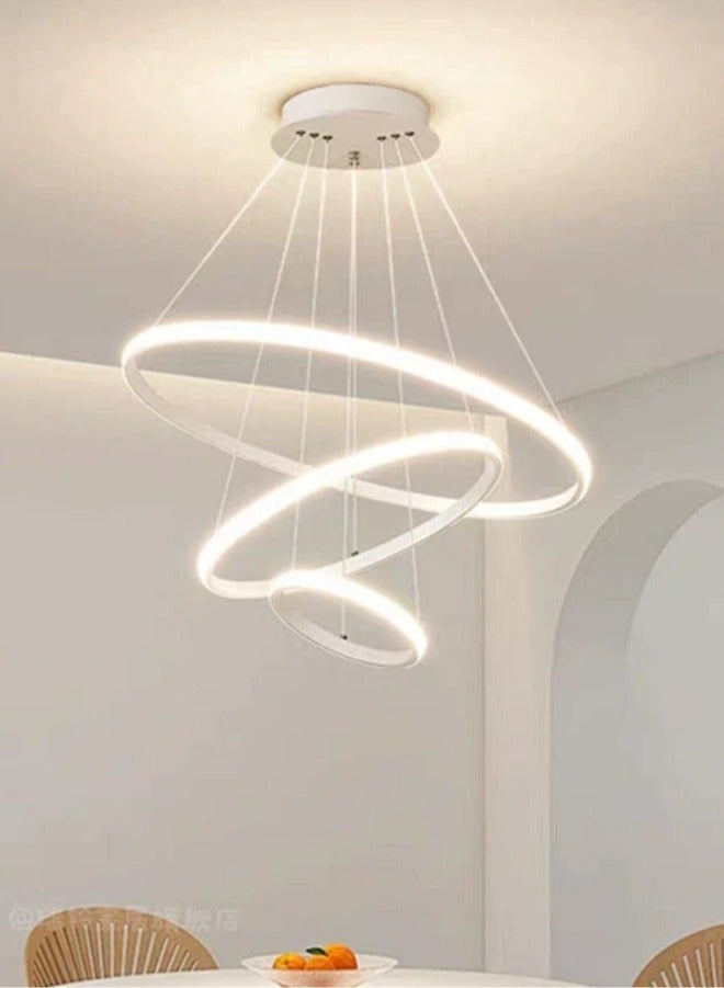 APEX Smart Modern LED Chandeliers, 3 Rings LED Pendant Light Fixture Dimmable Contemporary Circular LED with BT Wireless  Remote Control 3 Color - Image 5