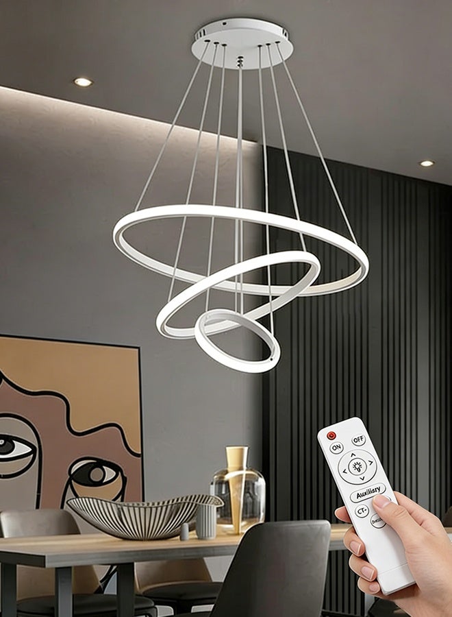 APEX Smart Modern LED Chandeliers, 3 Rings LED Pendant Light Fixture Dimmable Contemporary Circular LED with BT Wireless  Remote Control 3 Color - Image 1