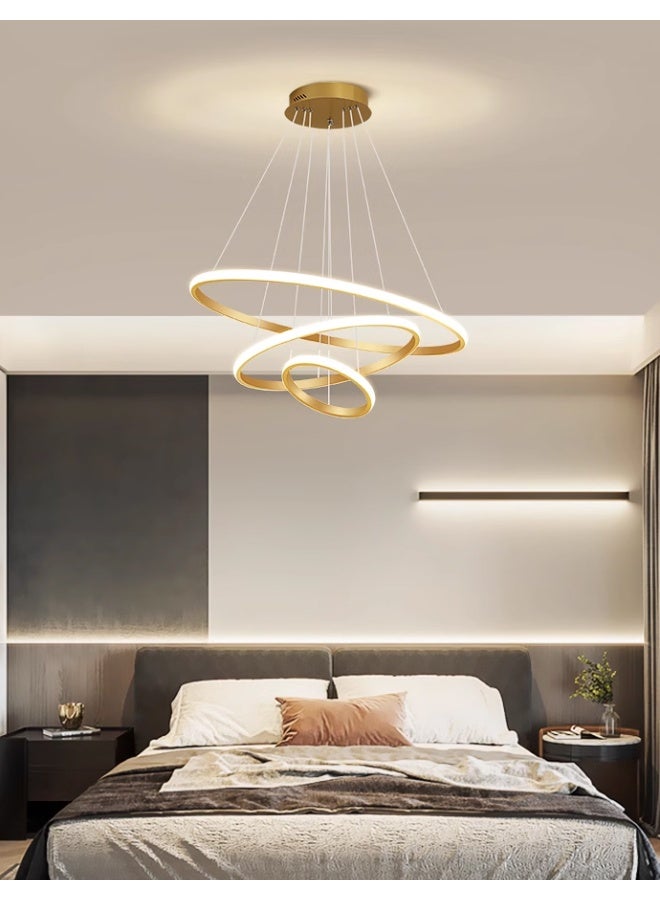 أبيكس ثريات LED حديثة ذكية، 3 حلقات LED قلادة ضوء لاعبا أساسيا عكس الضوء LED دائري معاصر مع تطبيق BT اللاسلكي الذكي للتحكم عن بعد 3 ألوان في - Image 2